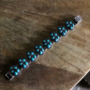 Turquoise Cluster Silver-Plate Bracelet - Women's Jewelry